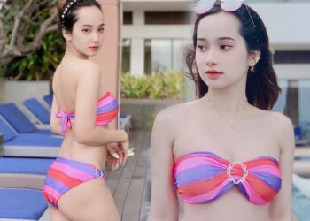 Nữ sinh Kinh tế khoe dáng đẹp nõn nà với bikini màu sắc