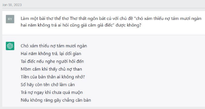 ChatGPT trổ tài làm thơ gây cười ngất